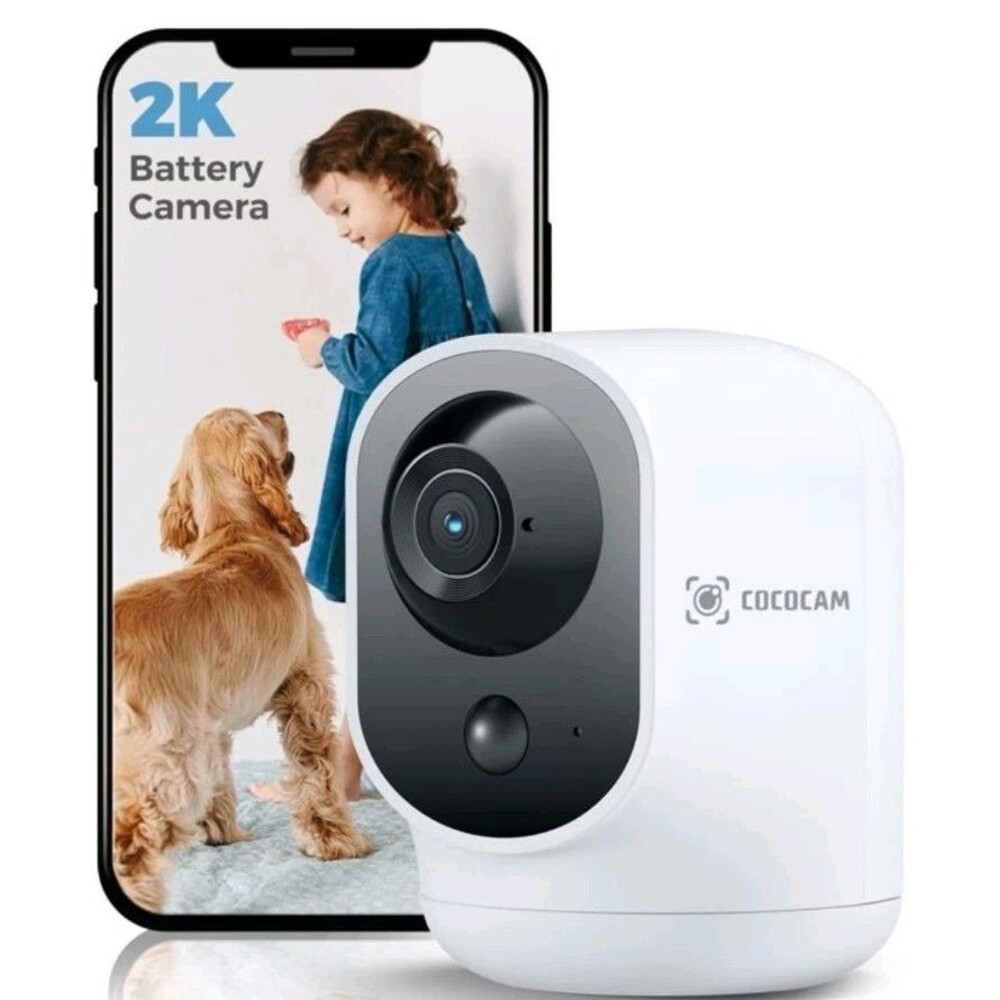 COCOCAM 2K Indoor Pan/Tilt Wireless Security Camera 5200 mAh Battery  with Audio